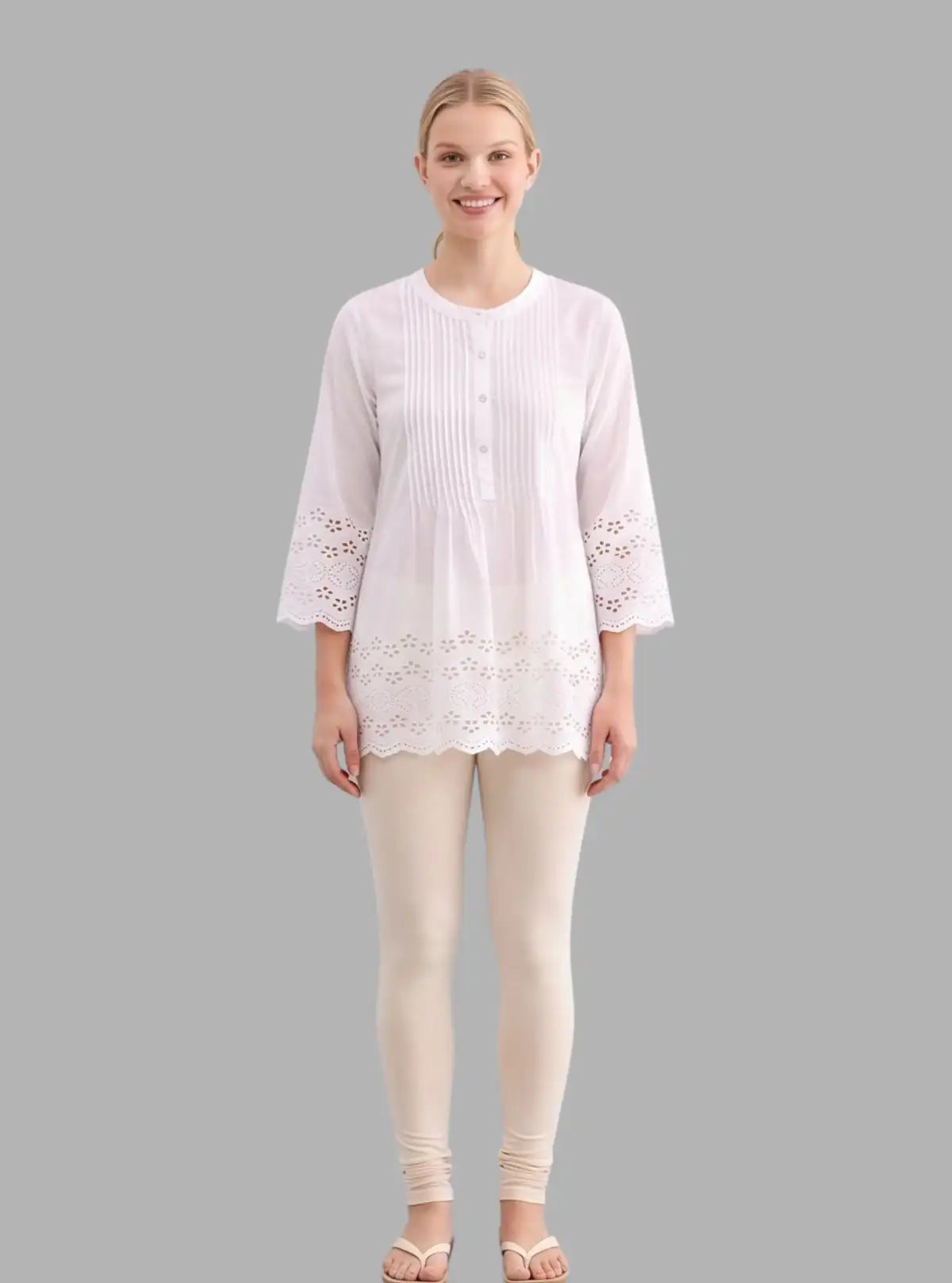 Women's Ecru Ankle Legging – Ultra-Soft Cotton Stretch by Boer & Fitch