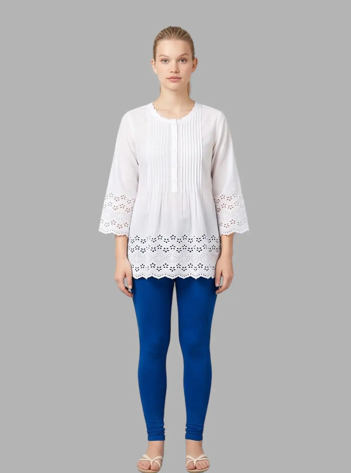 Women's Royal Blue Ankle Legging – Cotton Elastane Feather Touch by Boer & Fitch