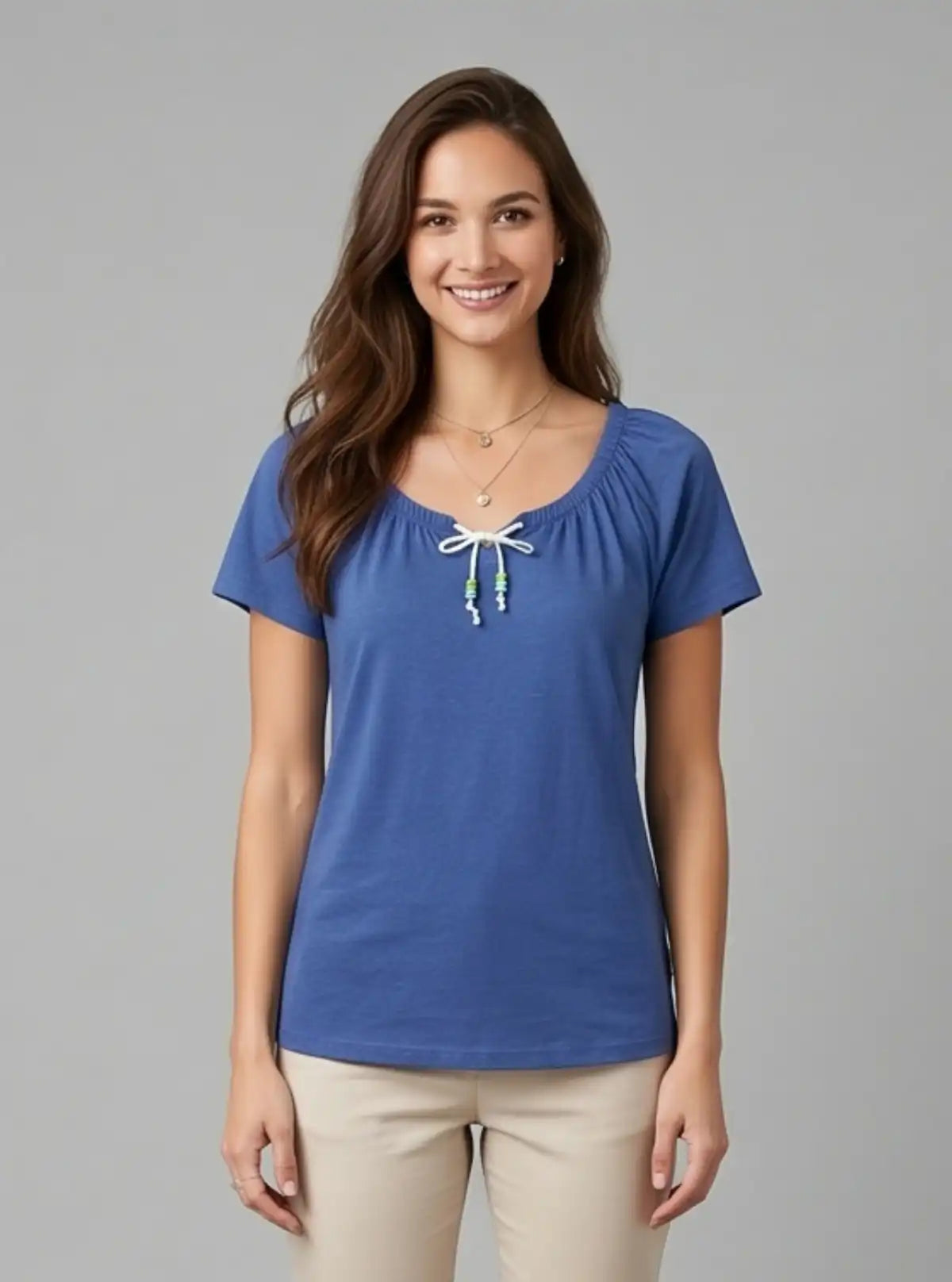 Women’s Navy Pleated Top – Elegant & Comfortable | Boer & Fitch