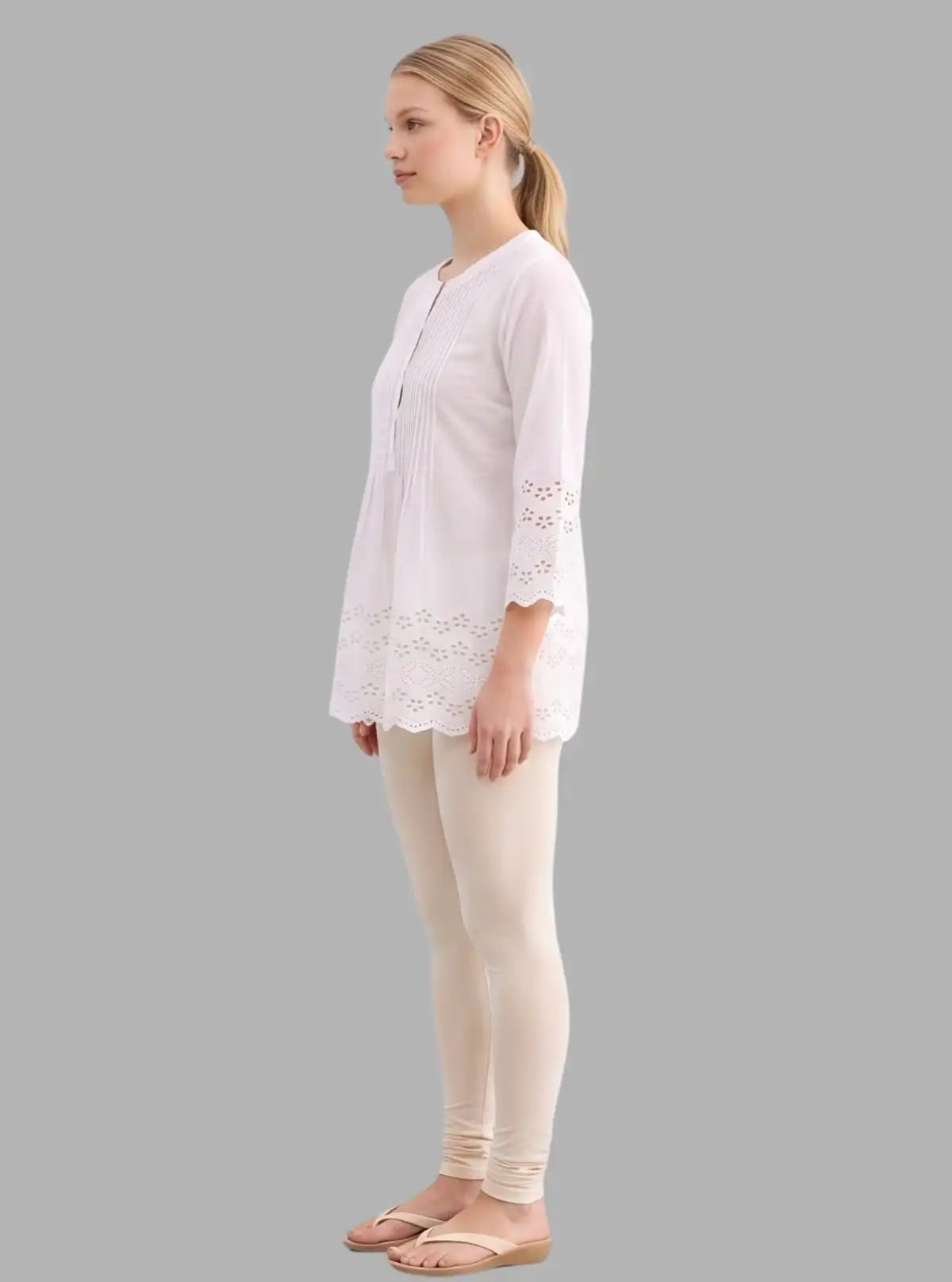 Women's Ecru Ankle Legging – Ultra-Soft Cotton Stretch by Boer & Fitch