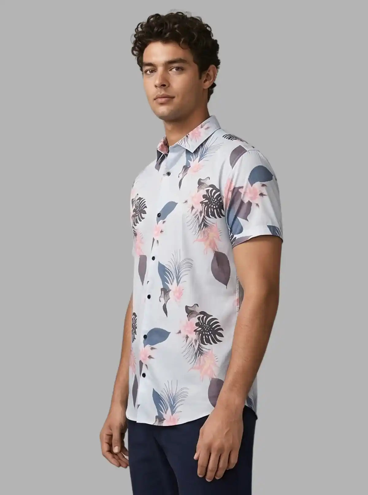 Men’s Floral Print Poly Shirt – Stylish Slim Fit Casual Shirt by Boer & Fitch