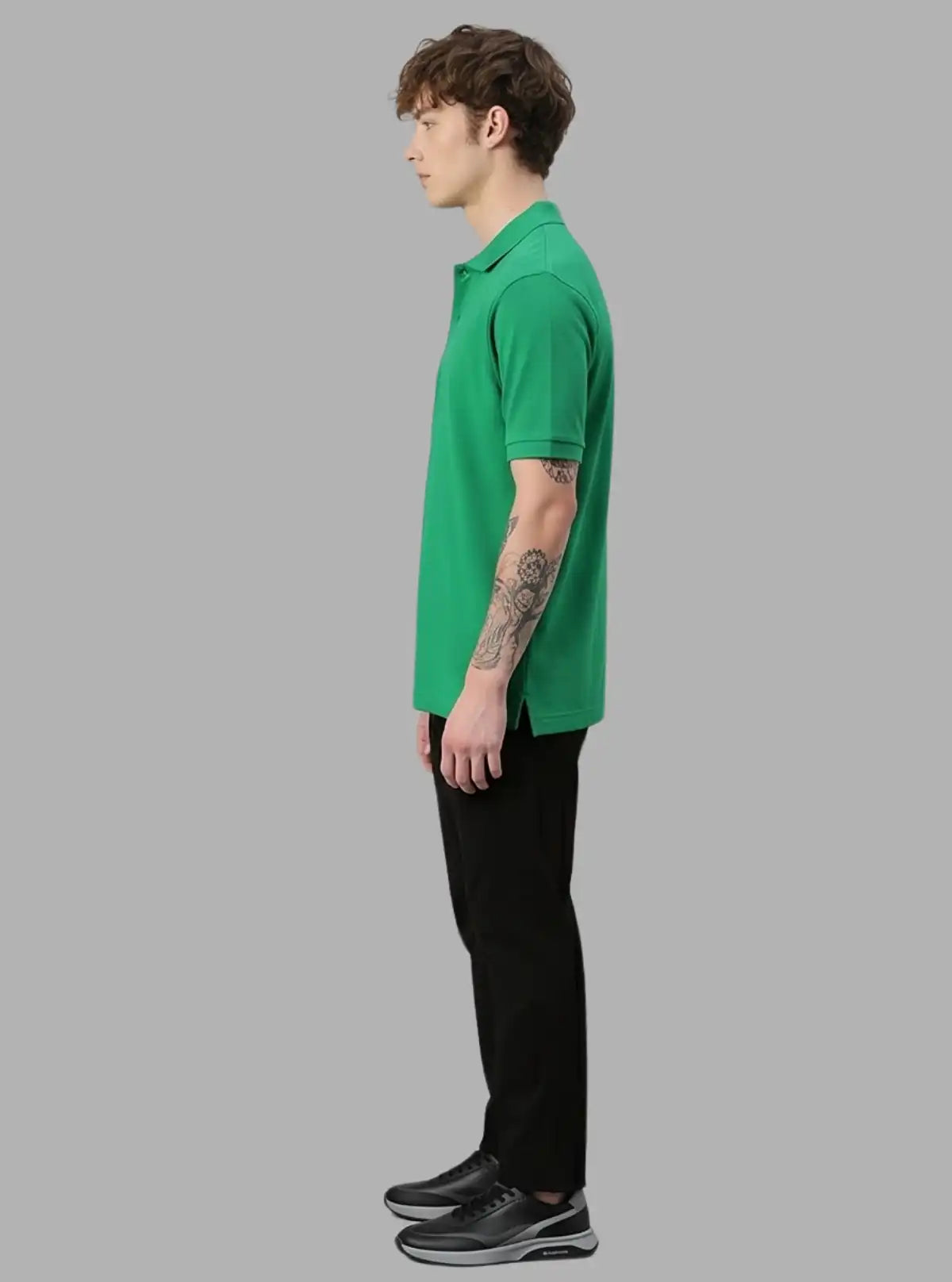 Men’s Parrot Green Polo T-Shirt with Collar & Cuff | 100% Cotton Piqué Knit | Boer & Fitch