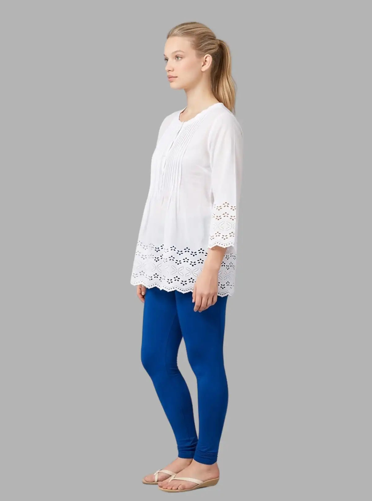 Women's Royal Blue Ankle Legging – Cotton Elastane Feather Touch by Boer & Fitch