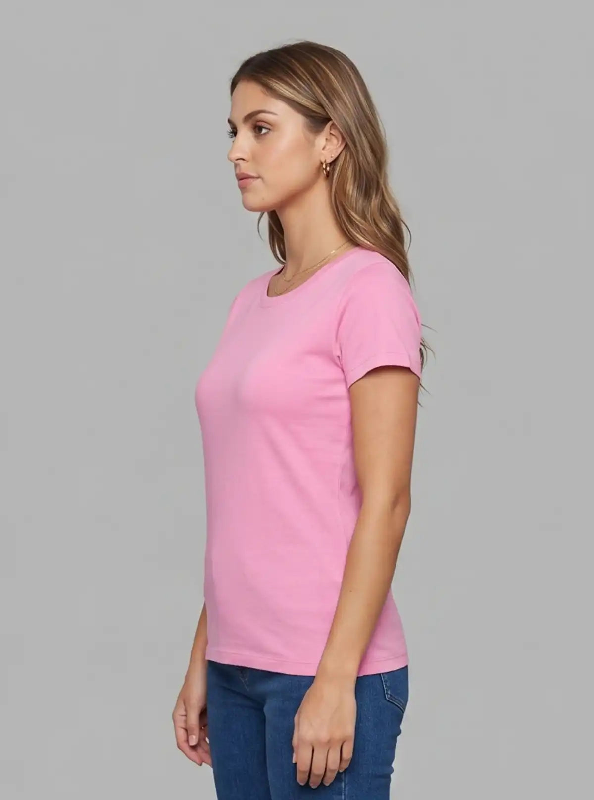 Women's Fuchsia Printed Crew Neck Cotton Jersey Short Sleeve T-Shirt by Boer and Fitch
