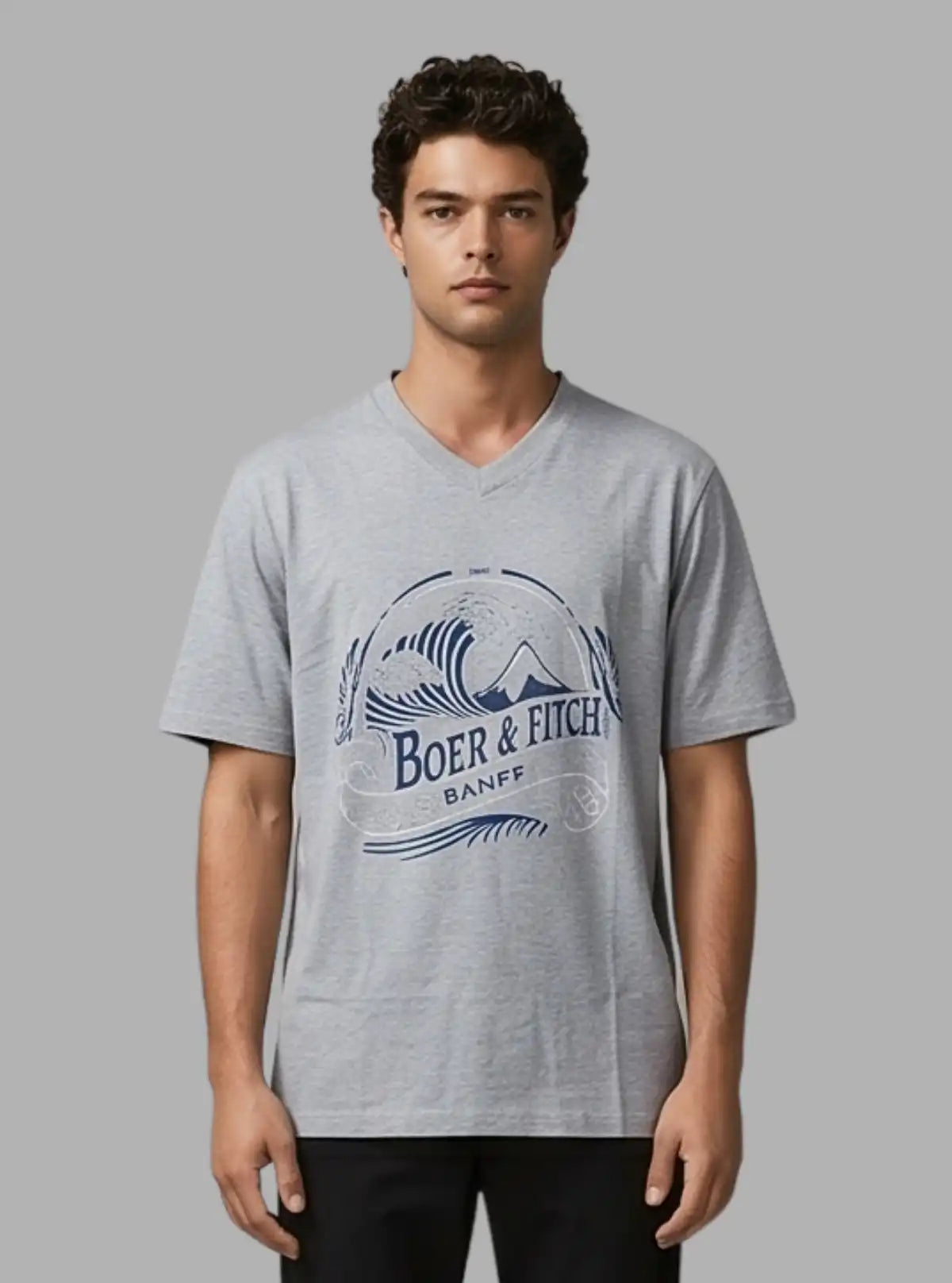 Men’s Grey Melange Surf Printed T-Shirt – Urban Style with Everyday Comfort
