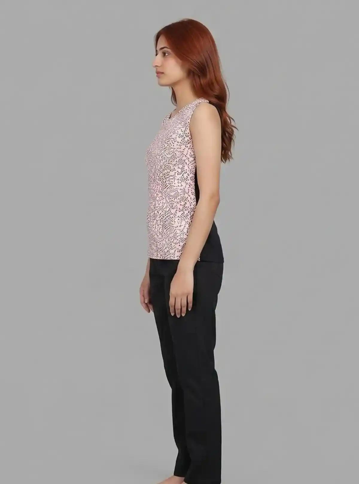 Women’s Pink Printed Sleeveless Cotton Jersey Top – Boer and Fitch