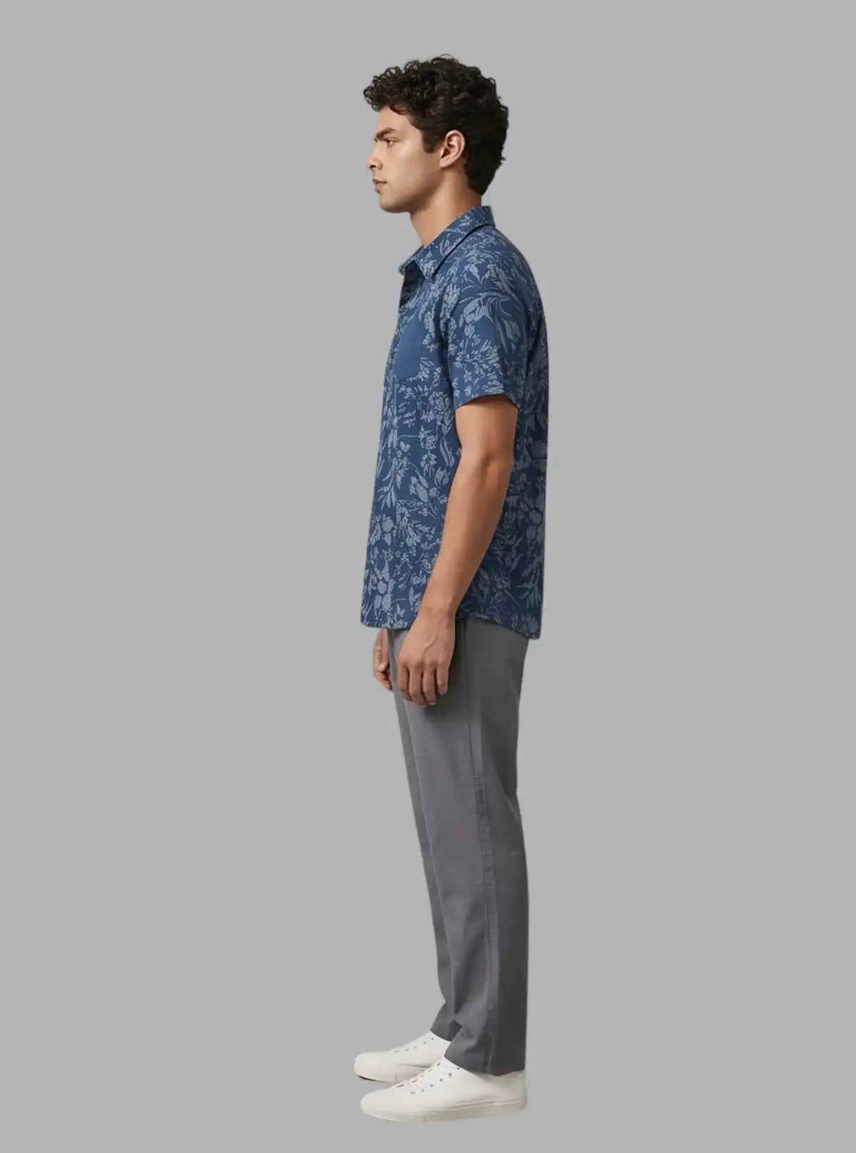 Boer and Fitch Men’s Blue Floral Printed Polo T-Shirt