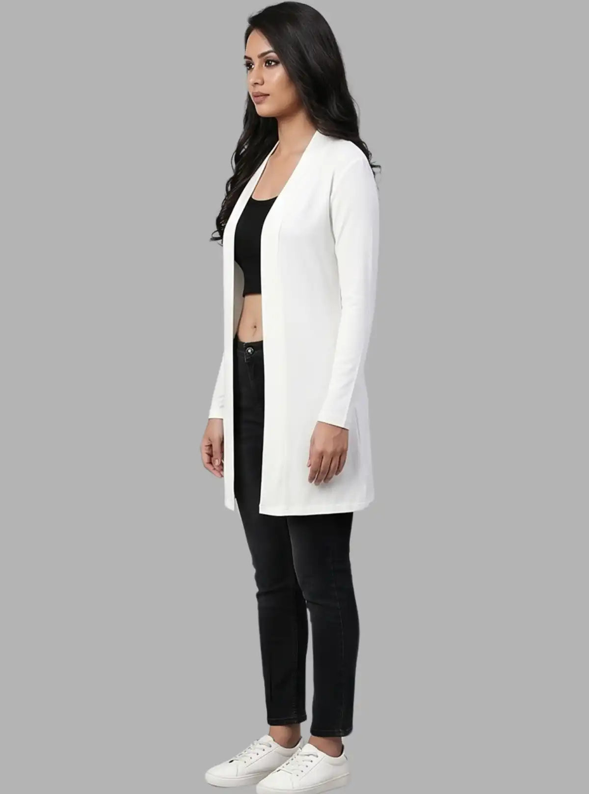 Women's Solid White Feather Touch 100% Cotton Shrug