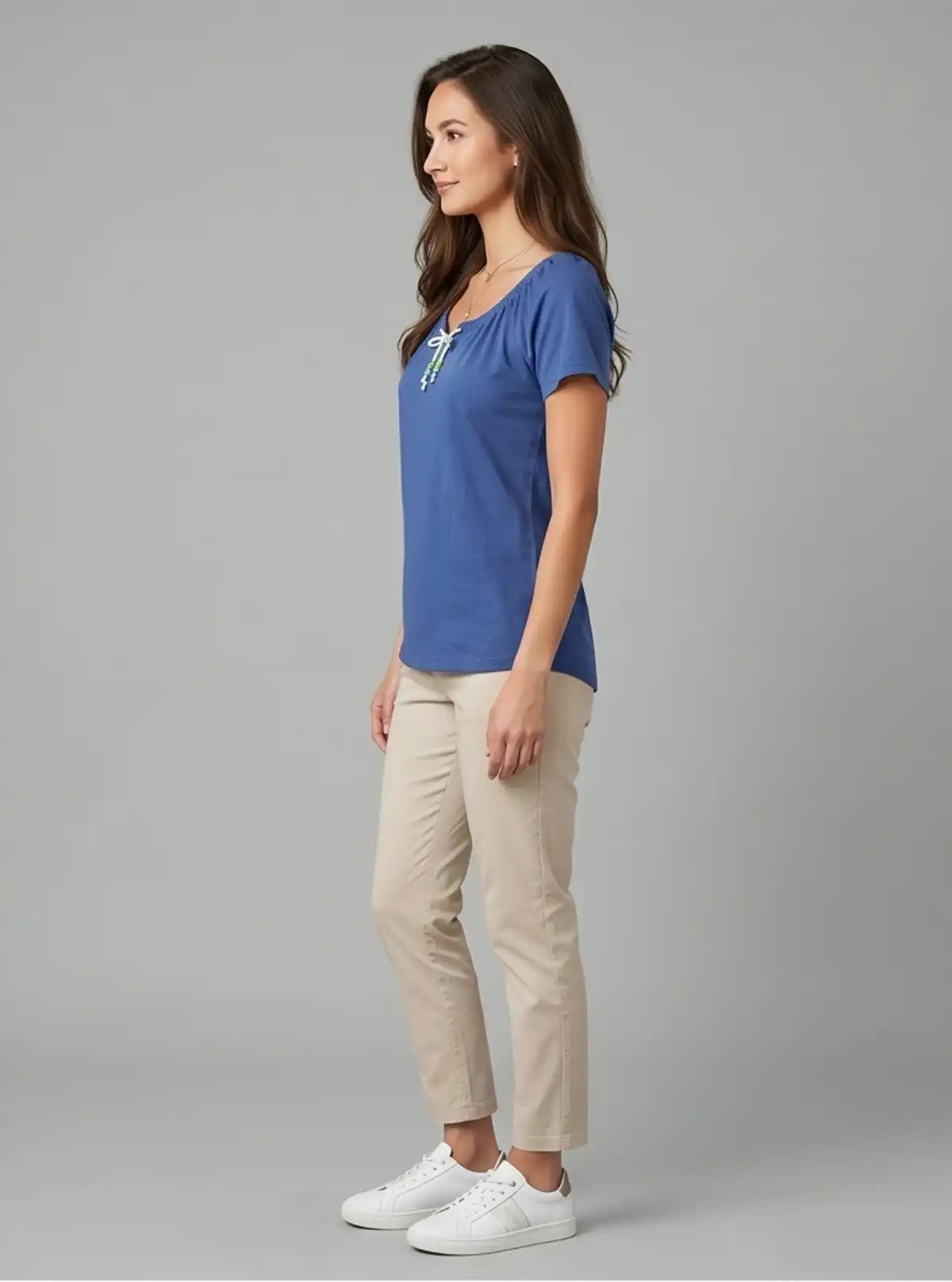 Women’s Navy Pleated Top – Elegant & Comfortable | Boer & Fitch