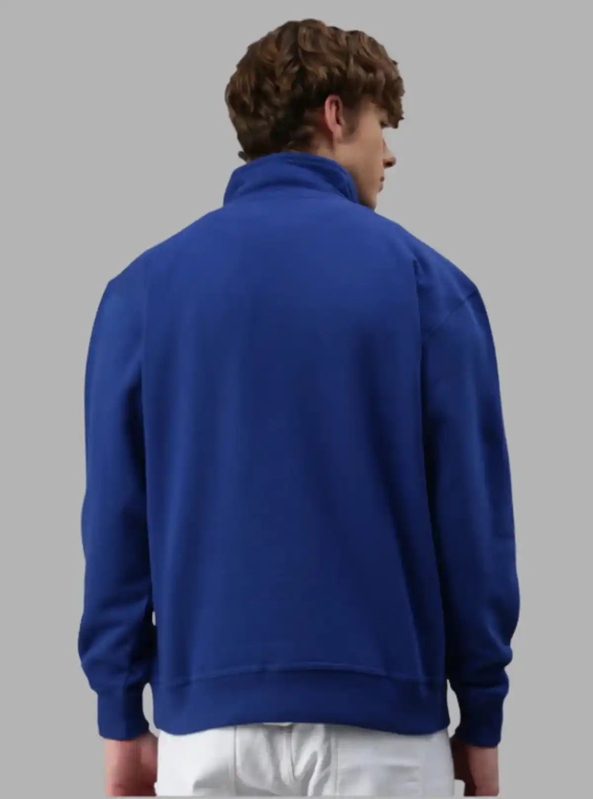Men’s Royal Blue Zipper Collar Cardigan – Bold Comfort & Classic Fit