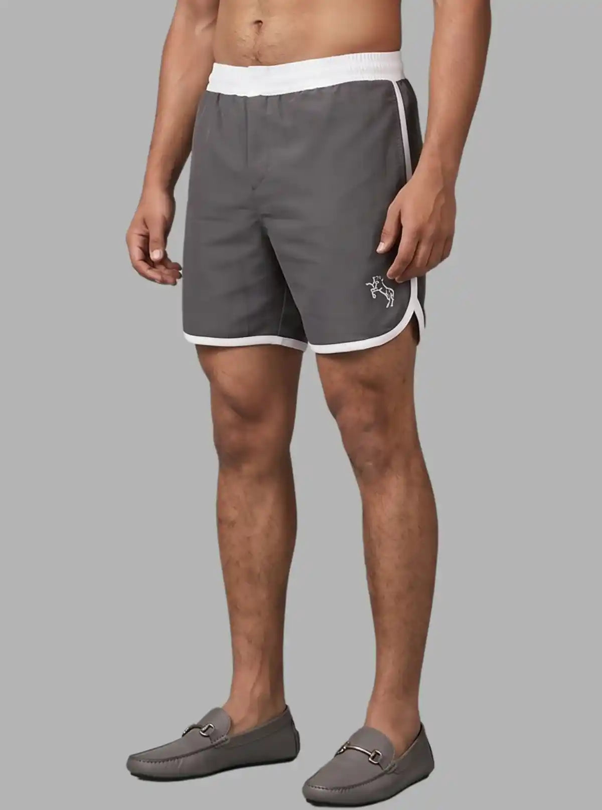 Boer and Fitch Men’s White Band Fleece Shorts – Comfortable Casual Wear