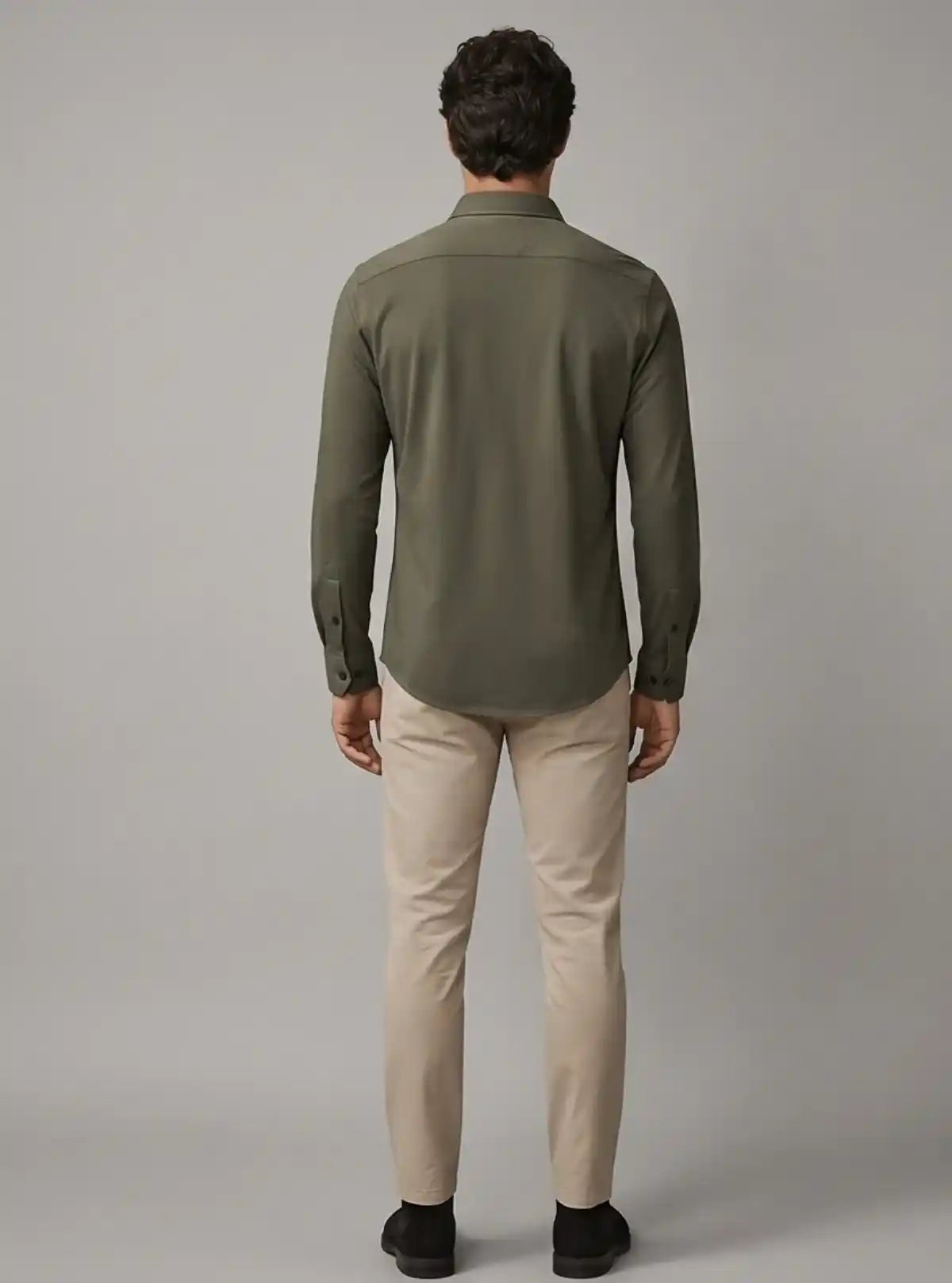 Men's Olive Green Long Sleeve Poly Shirt – Smart Utility Style by Boer and Fitch