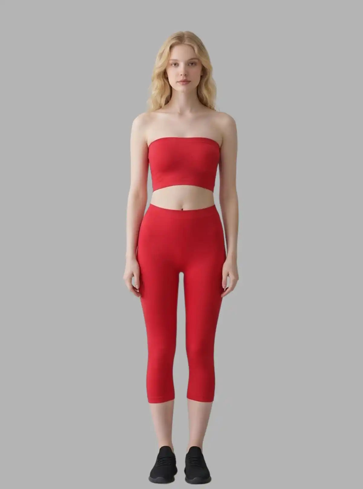 Women’s Red Tube Bra in Cotton Elastane – Bold, Seamless Strapless Comfort