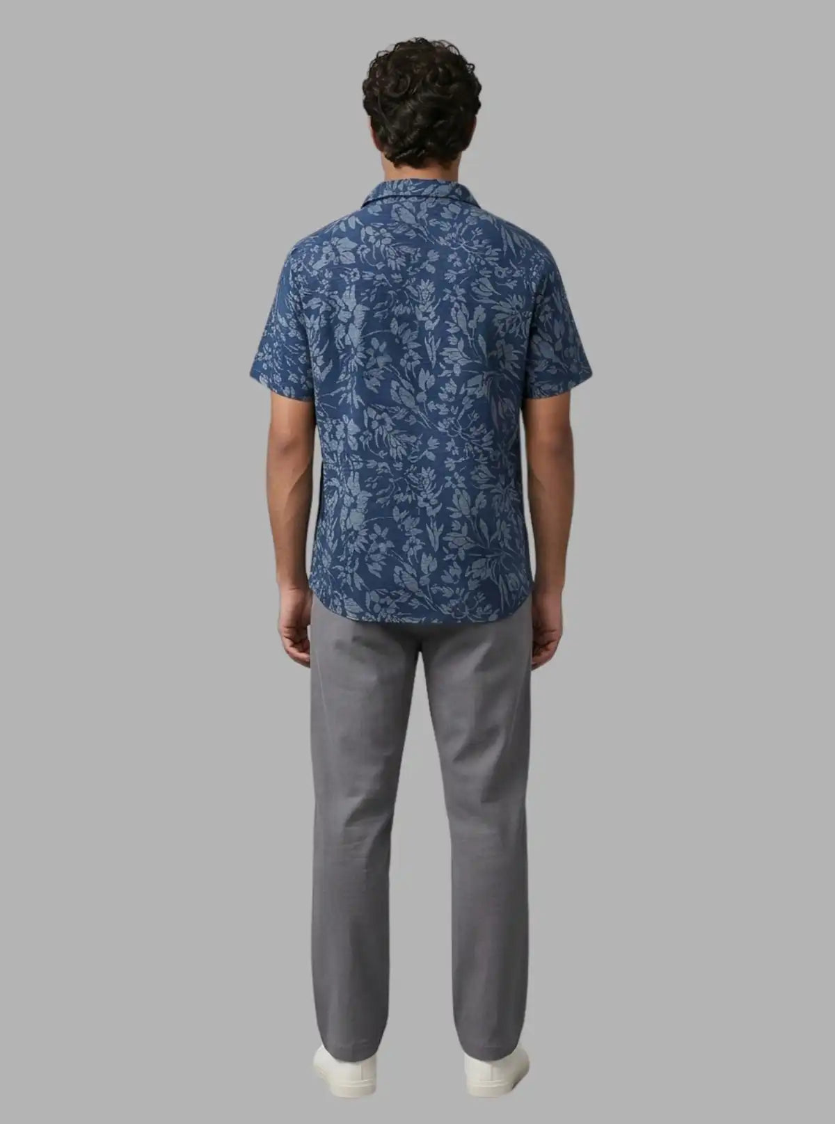 Boer and Fitch Men’s Blue Floral Printed Polo T-Shirt