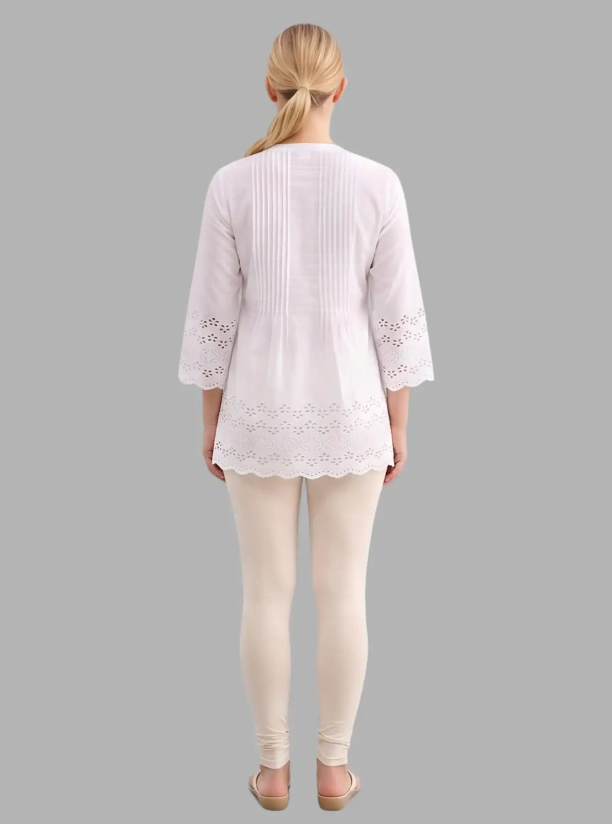 Women's Ecru Ankle Legging – Ultra-Soft Cotton Stretch by Boer & Fitch