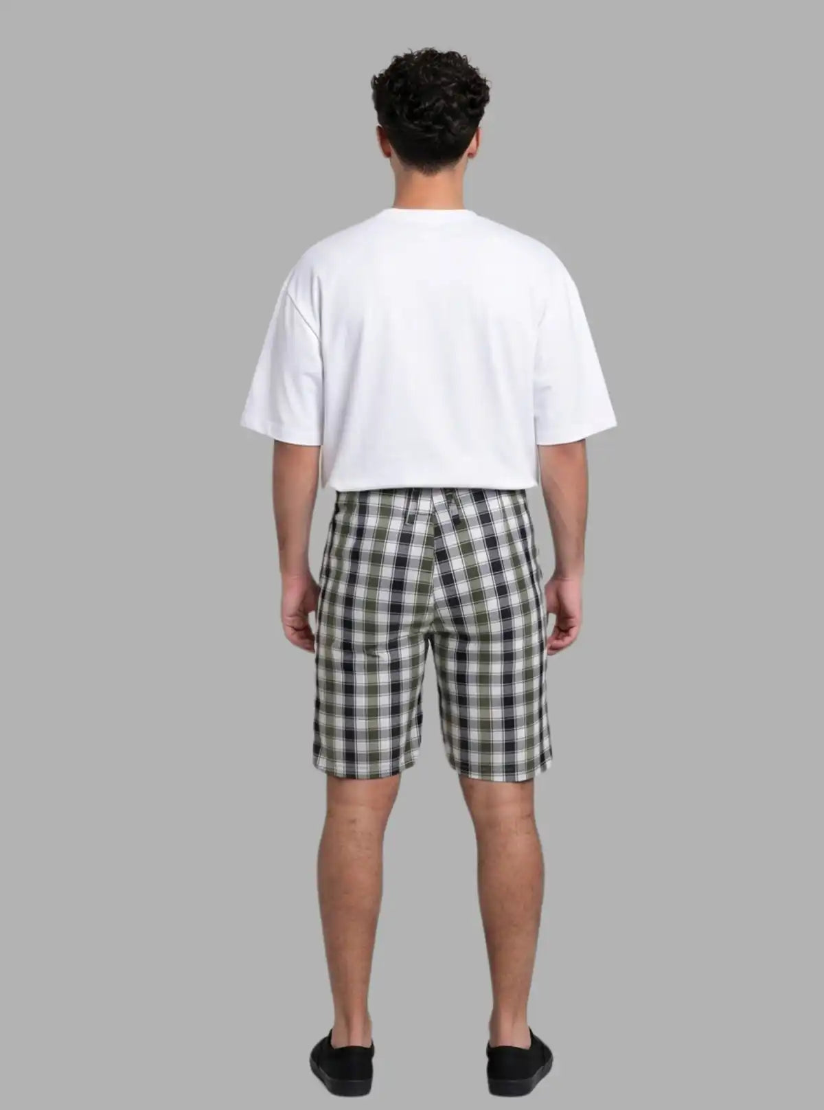 Men’s Green Checked Cotton Shorts – Trendy Casual Wear by Boer and Fitch