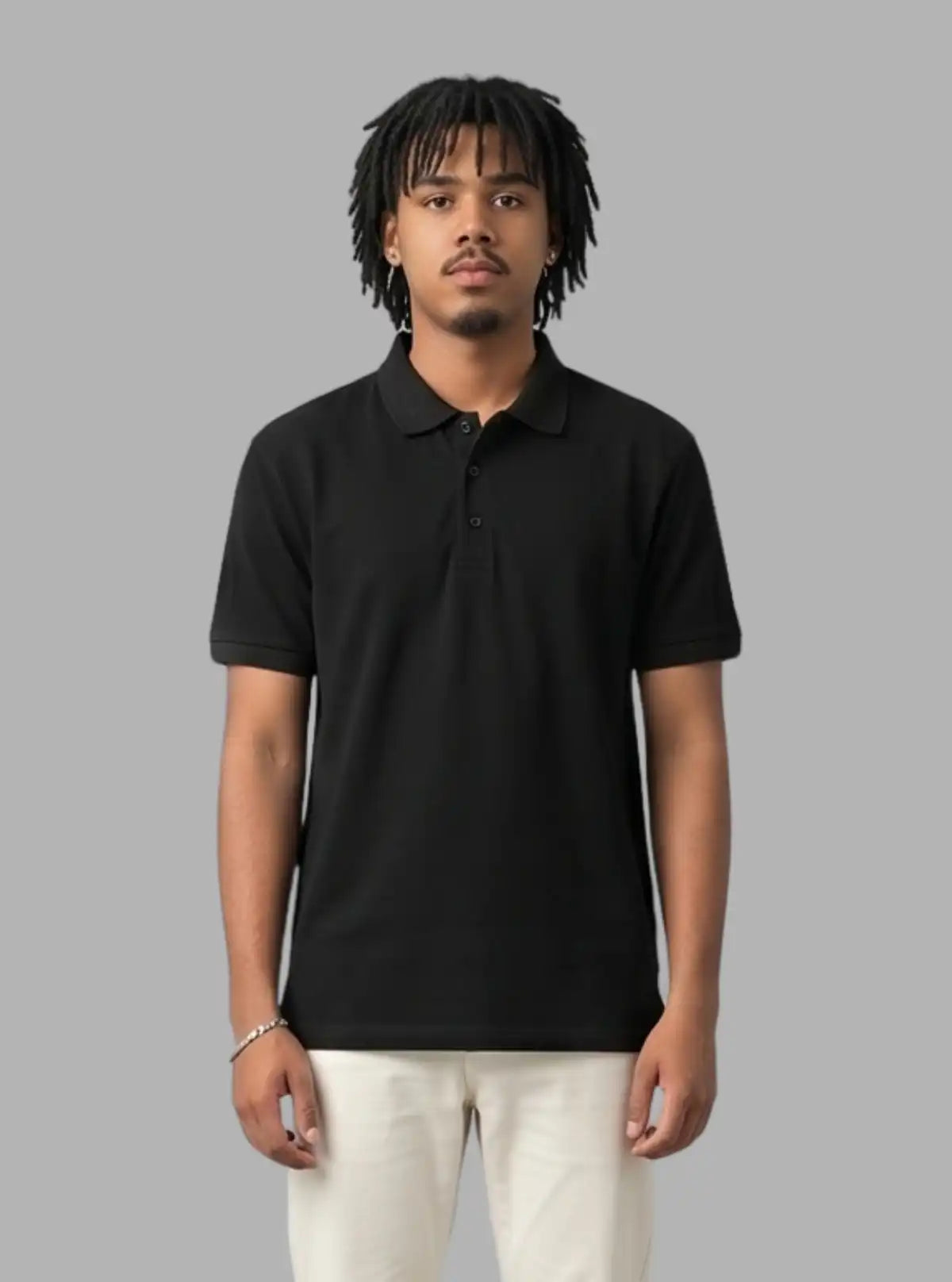 Boer and Fitch Essential Solid Black Polo Shirt for Men | 100% Cotton Pique