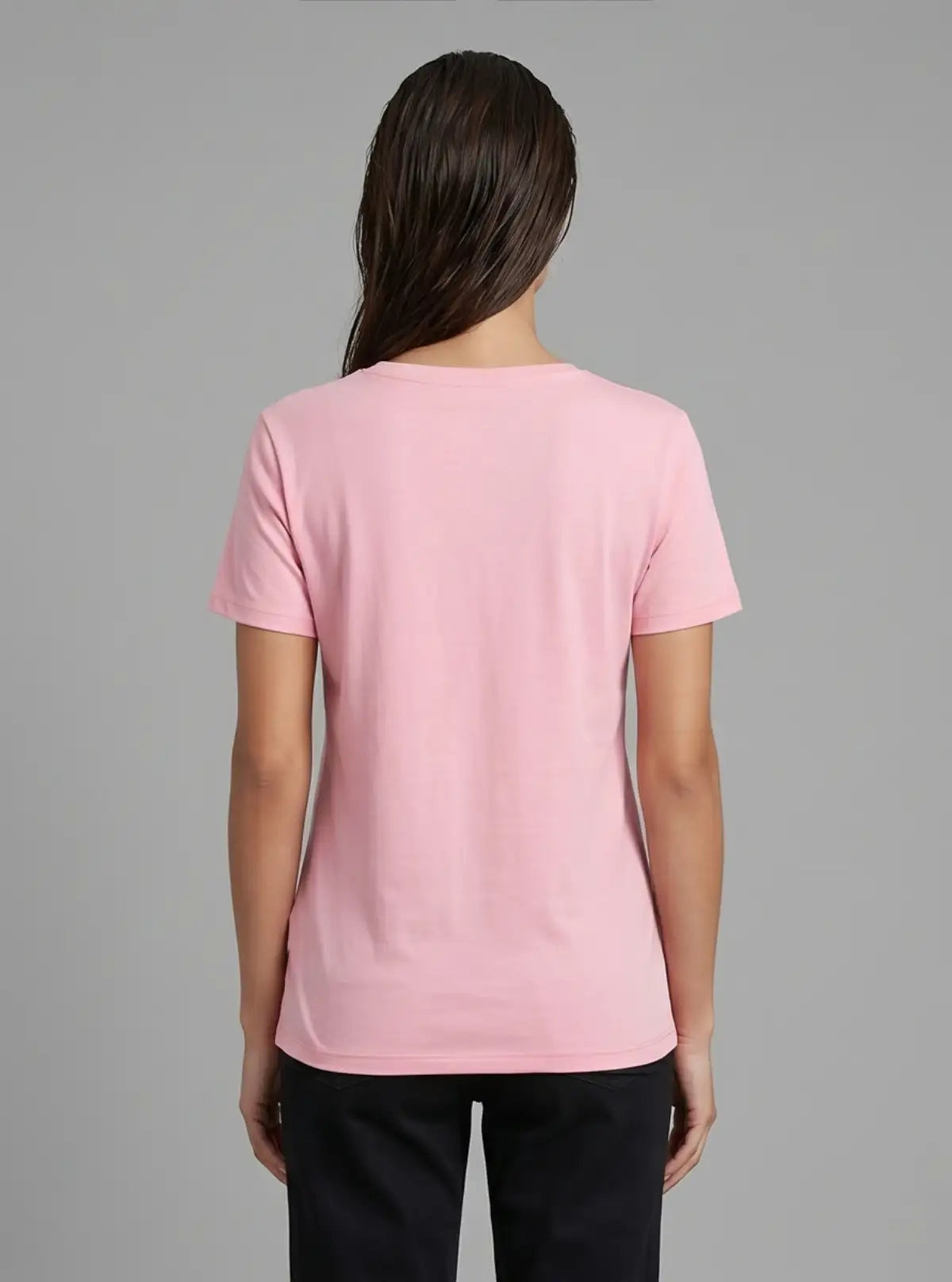 Women's Pink Crew Neck Printed Cotton Jersey Short Sleeve T-Shirt by Boer and Fitch