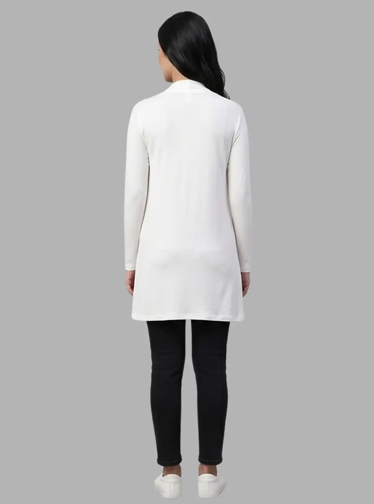 Women's Solid White Feather Touch 100% Cotton Shrug