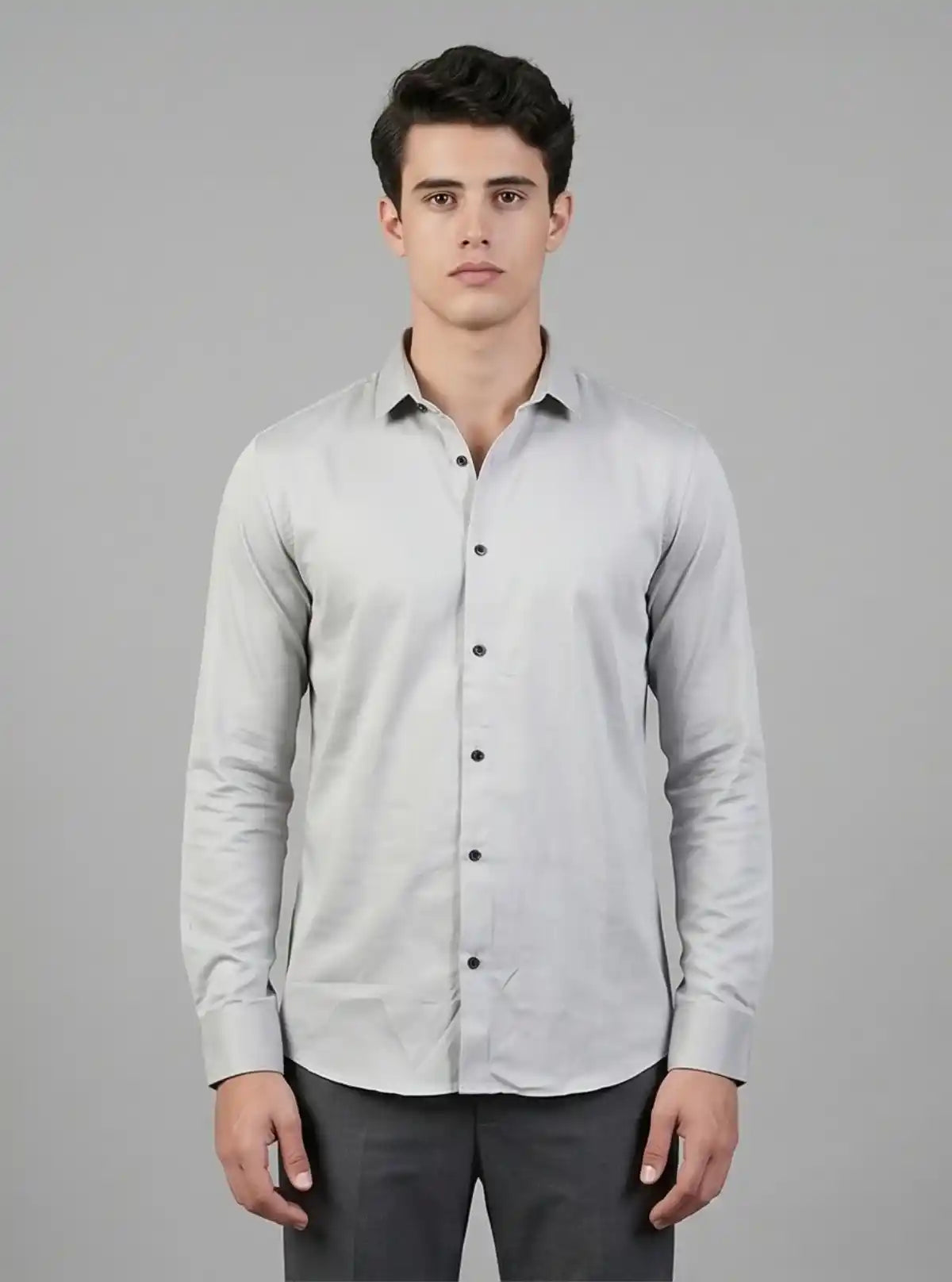 Men's Ash Grey Long Sleeve Poly Shirt – Sleek, Smart & Versatile by Boer and Fitch
