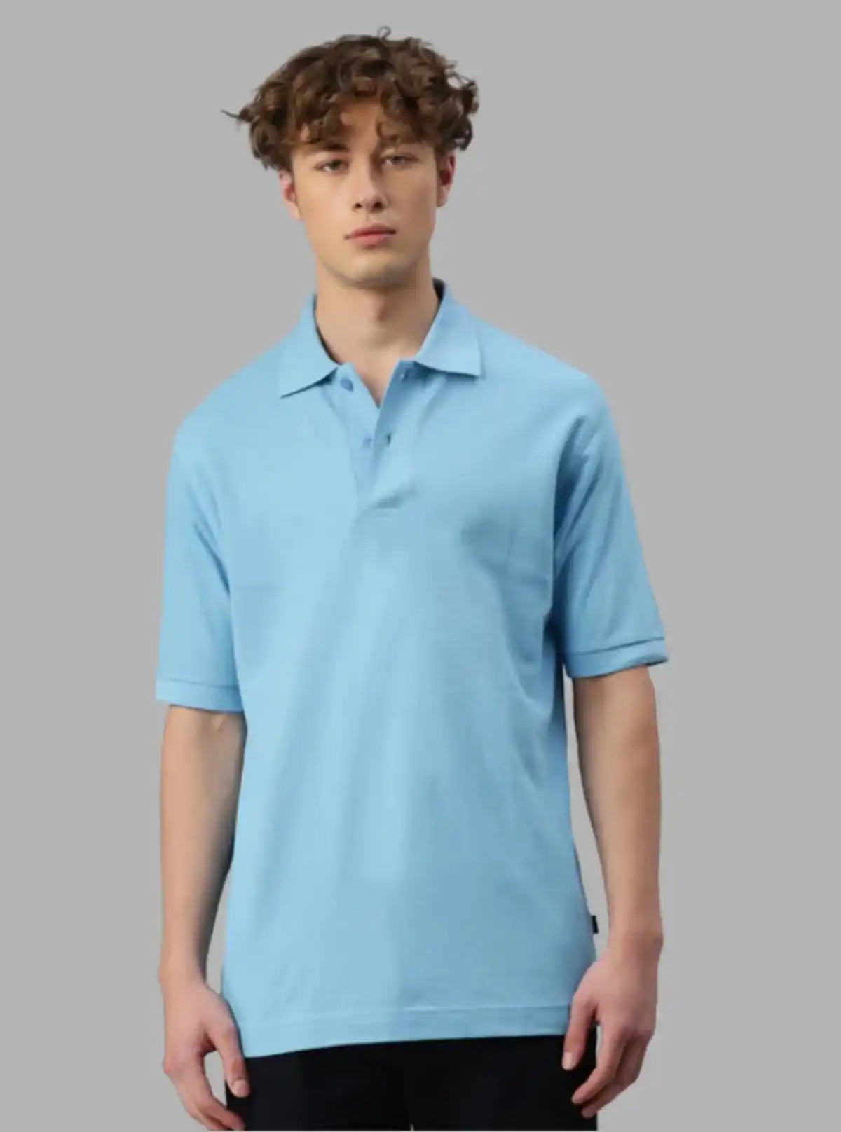 Men’s Sky Blue Polo T-Shirt with Collar & Cuff | 100% Cotton Piqué Knit | Boer & Fitch