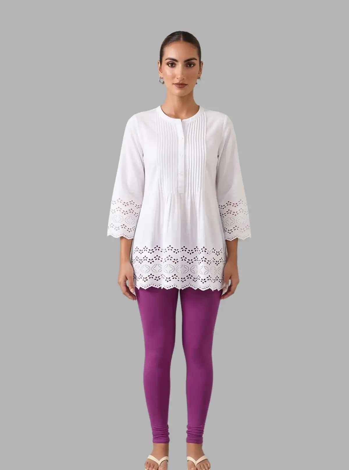 Women's Purple Ankle Legging – Cotton Elastane Feather-Touch Jersey by Boer & Fitch
