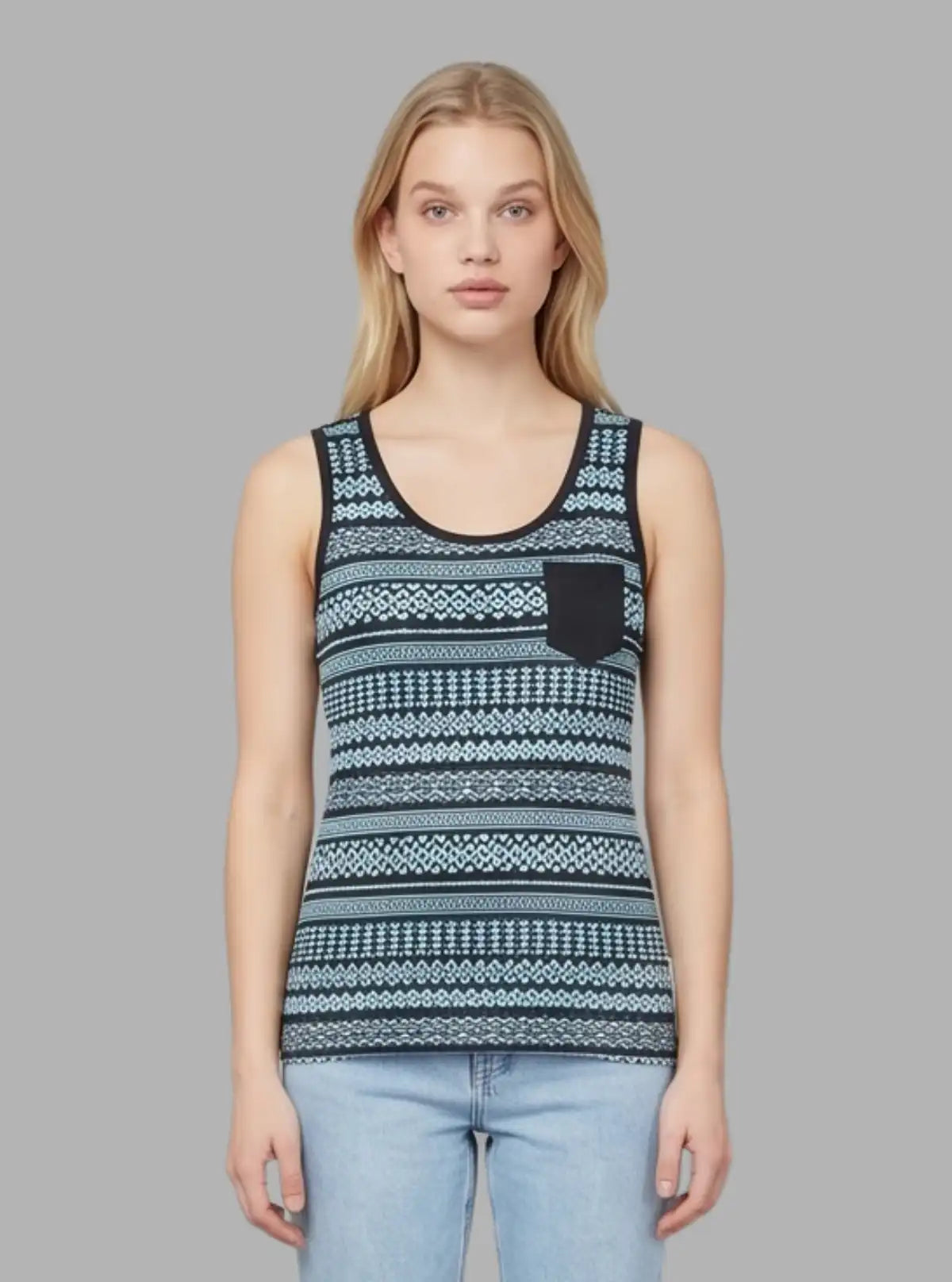 Boer and Fitch Black Geometrical Striped Sleeveless Top Women - Boer & Fitch