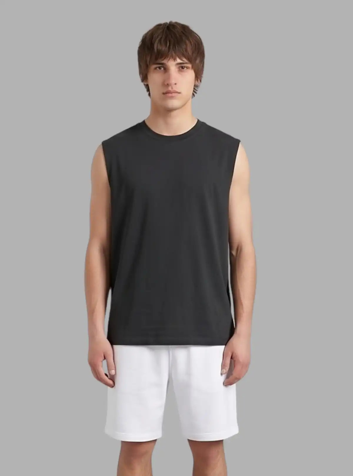 Boer and Fitch Oversized Black Tank for Men | 100% Cotton Soft Touch Tank Top