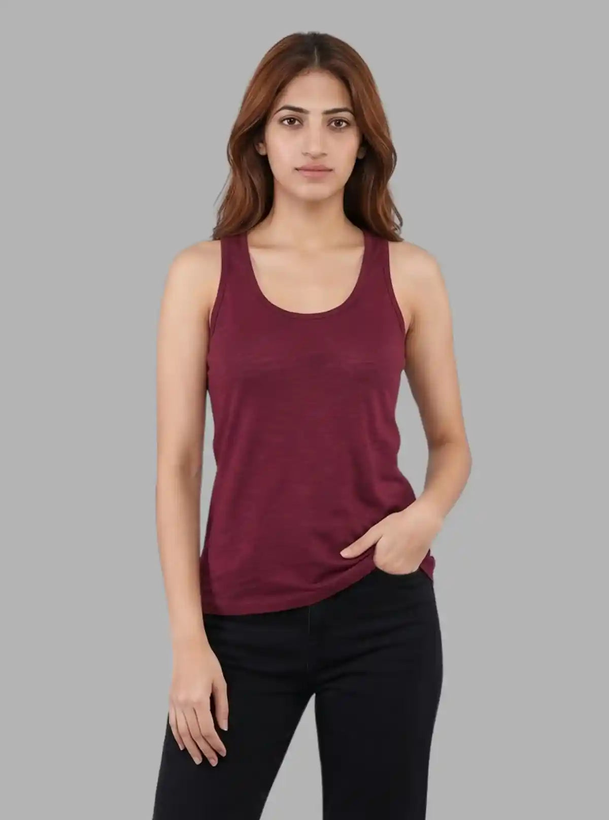Women’s Solid Burgundy Sleeveless Top – Boer and Fitch
