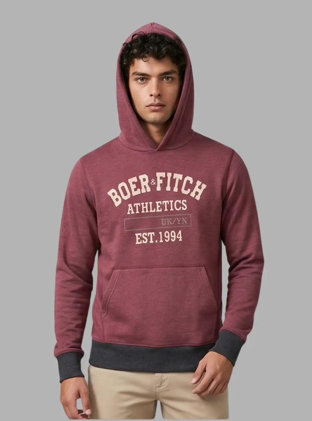 Burgundy Hooded Sweatshirt for Men – Casual Comfort by Boer and Fitch