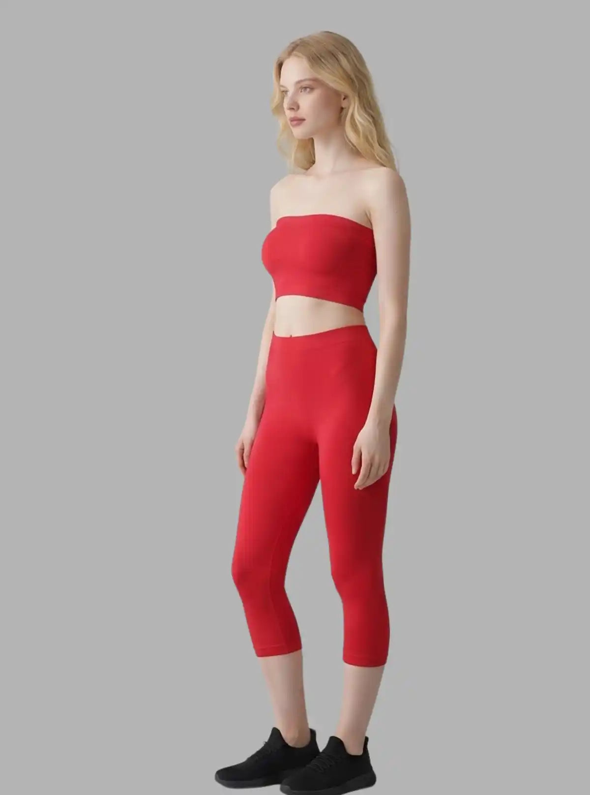 Women’s Red Tube Bra in Cotton Elastane – Bold, Seamless Strapless Comfort