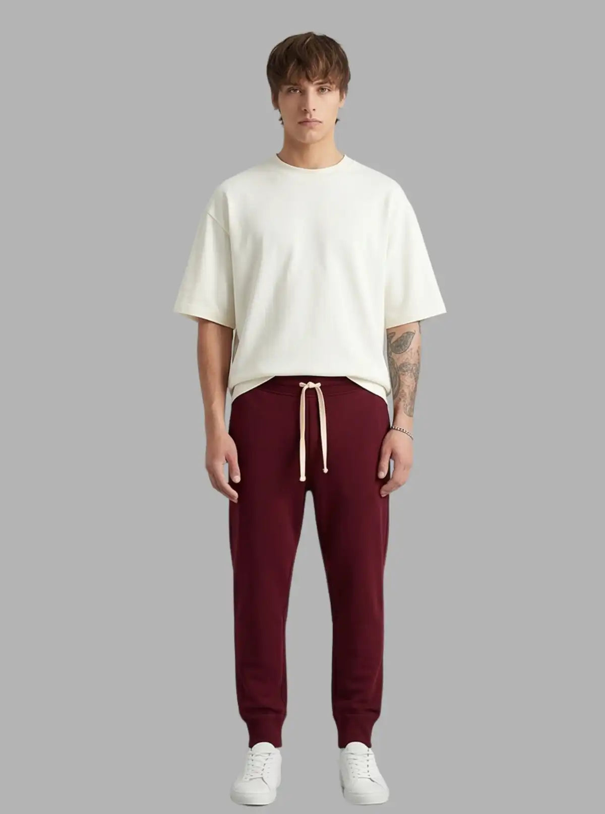 Men’s Burgundy Cuffed Joggers – Bold Style with Everyday Comfort