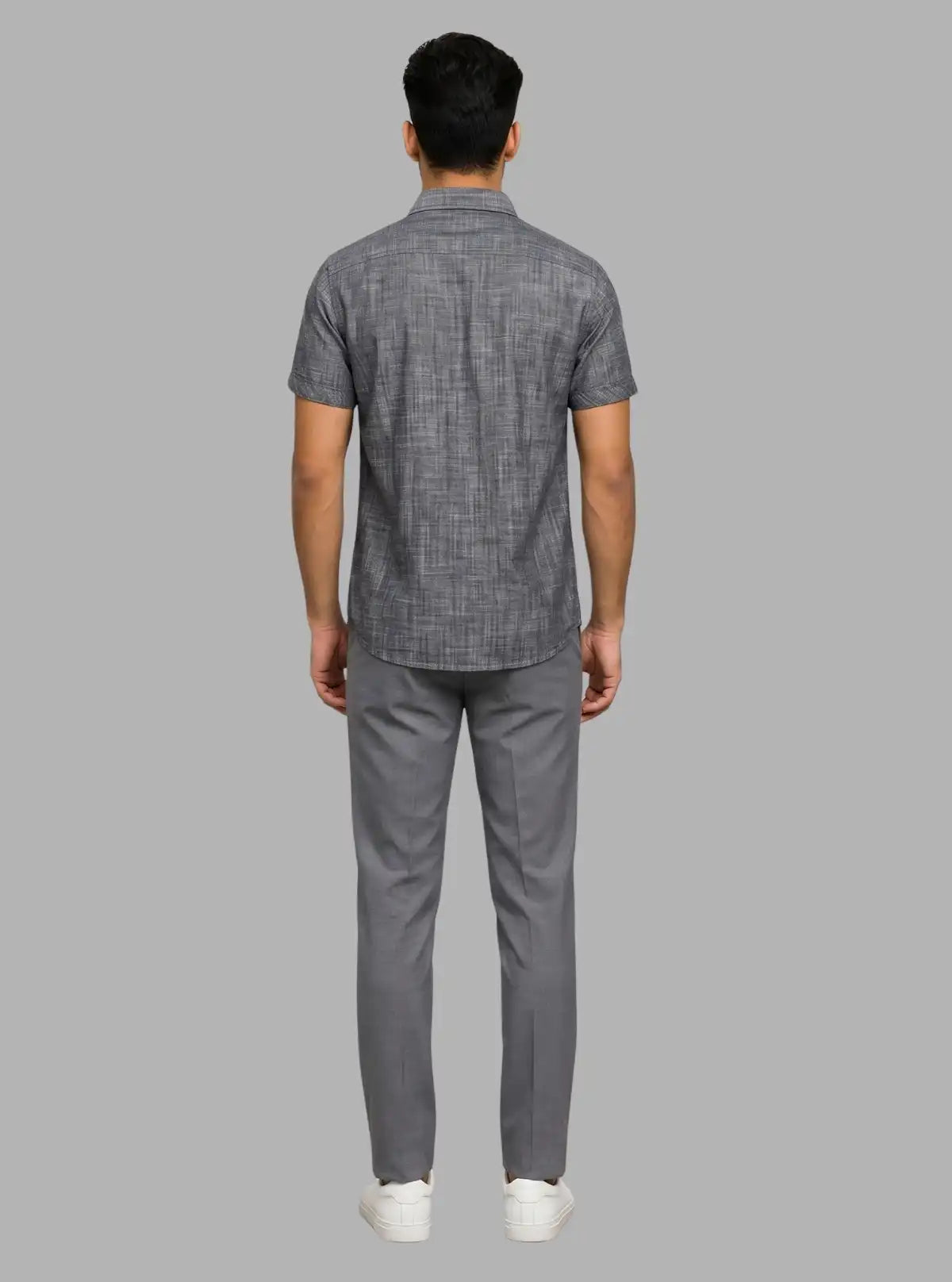 Abstract Grey Slim Fit Half Sleeve Shirt for Men – Casual Style by Boer and Fitch