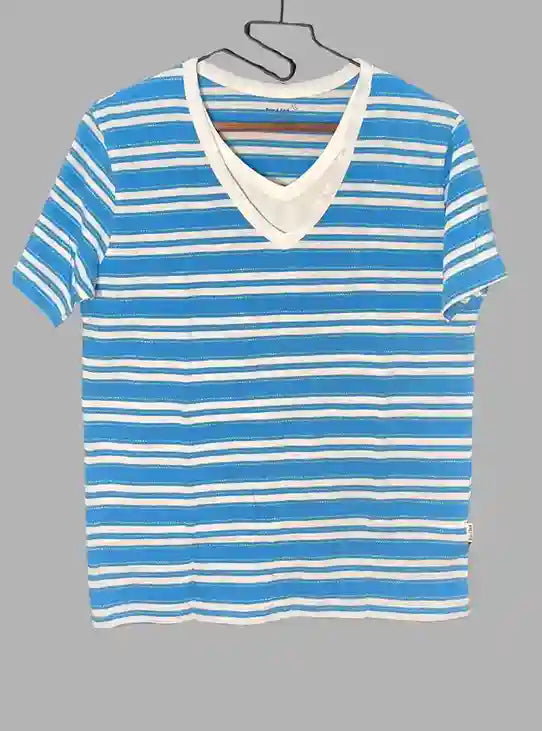 Light Blue Striped V-Neck T-Shirt for Men – Boer and Fitch