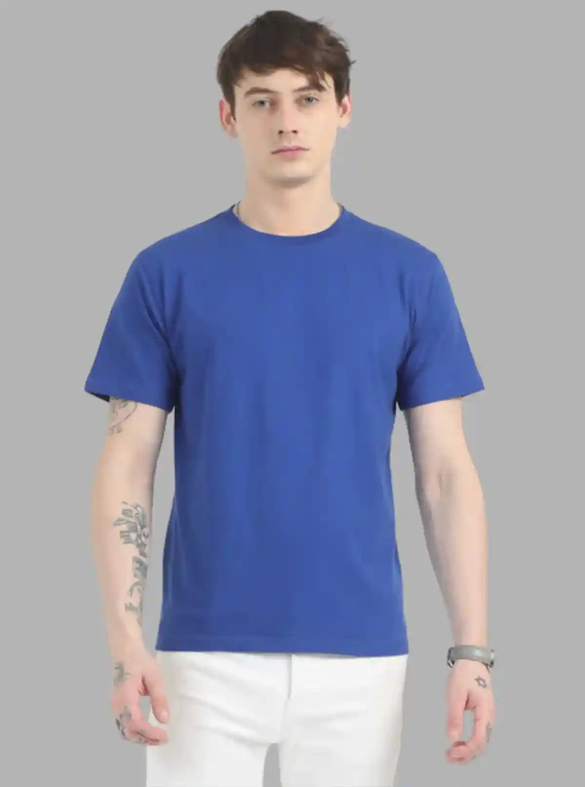Men's Royal Blue Basic Crew Neck T-Shirt – Essential Comfort & Style
