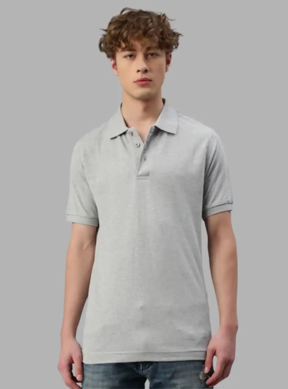 Men’s Grey Melange Polo T-Shirt – Effortless Style in Everyday Comfort