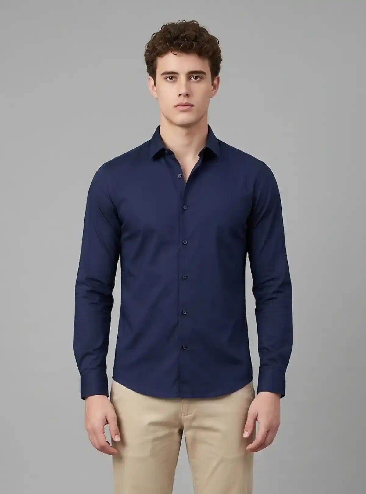 Men's Navy Long Sleeve Poly Shirt – Sharp, Sophisticated & Versatile by Boer and Fitch