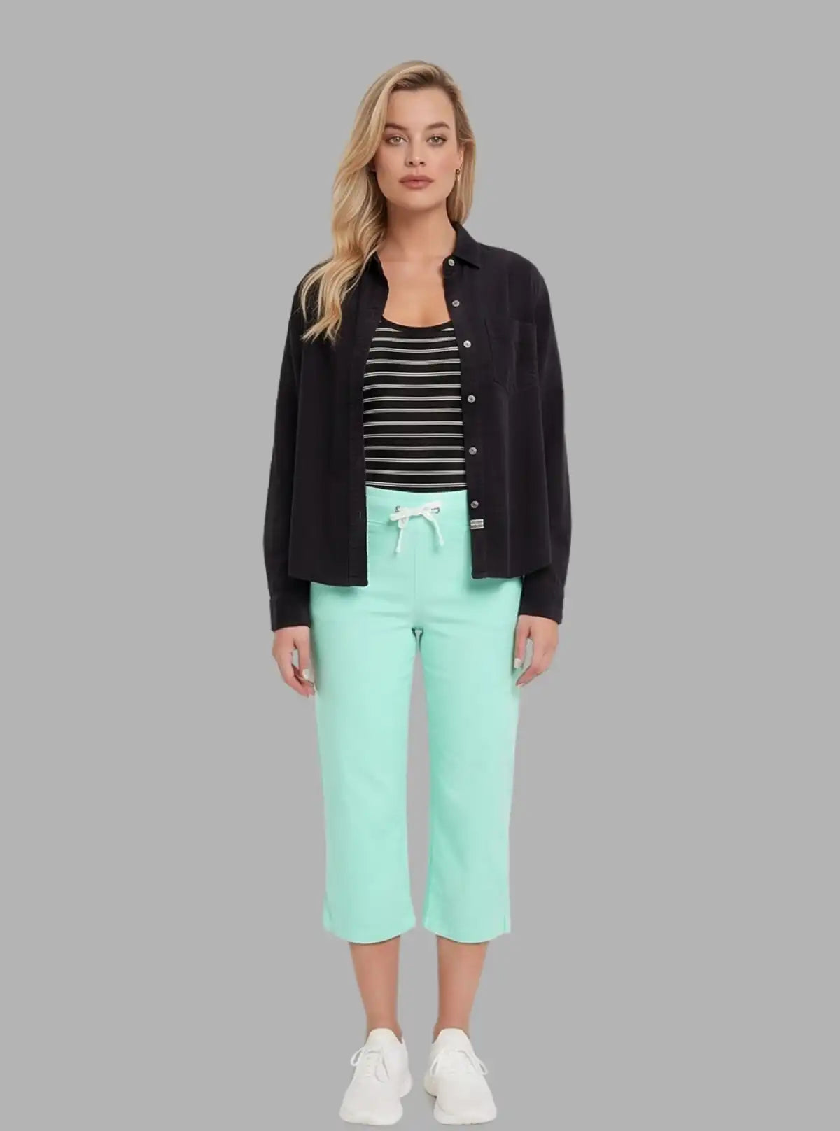 Women’s Green Relaxed Fit Cotton Jersey Capri – Comfort Meets Casual Style