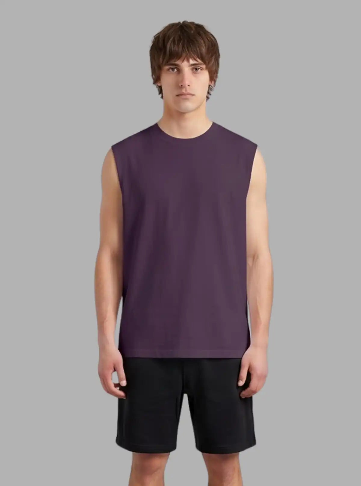 Boer and Fitch Oversized Purple Tank for Men | 100% Cotton Soft Touch Tank Top