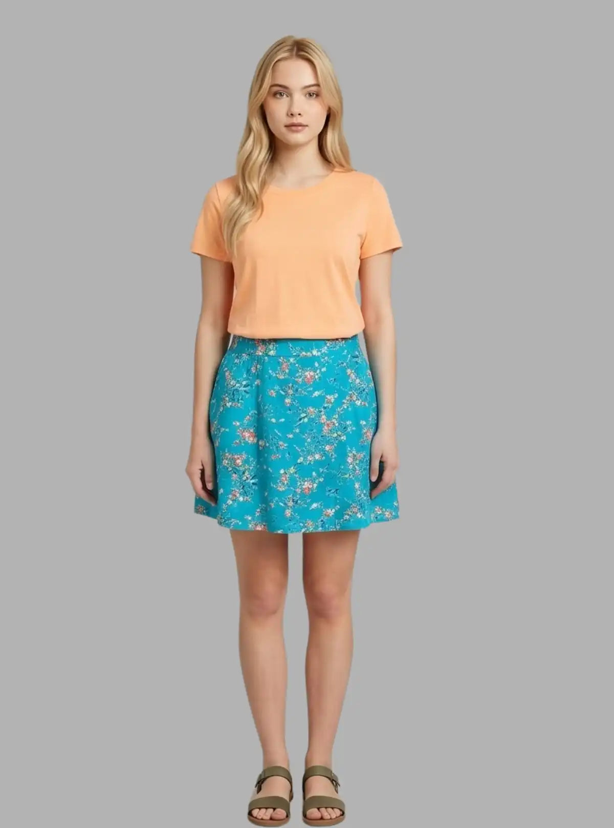 Women’s Sky Blue Floral Print Skirt – Chic & Elegant | Boer & Fitch