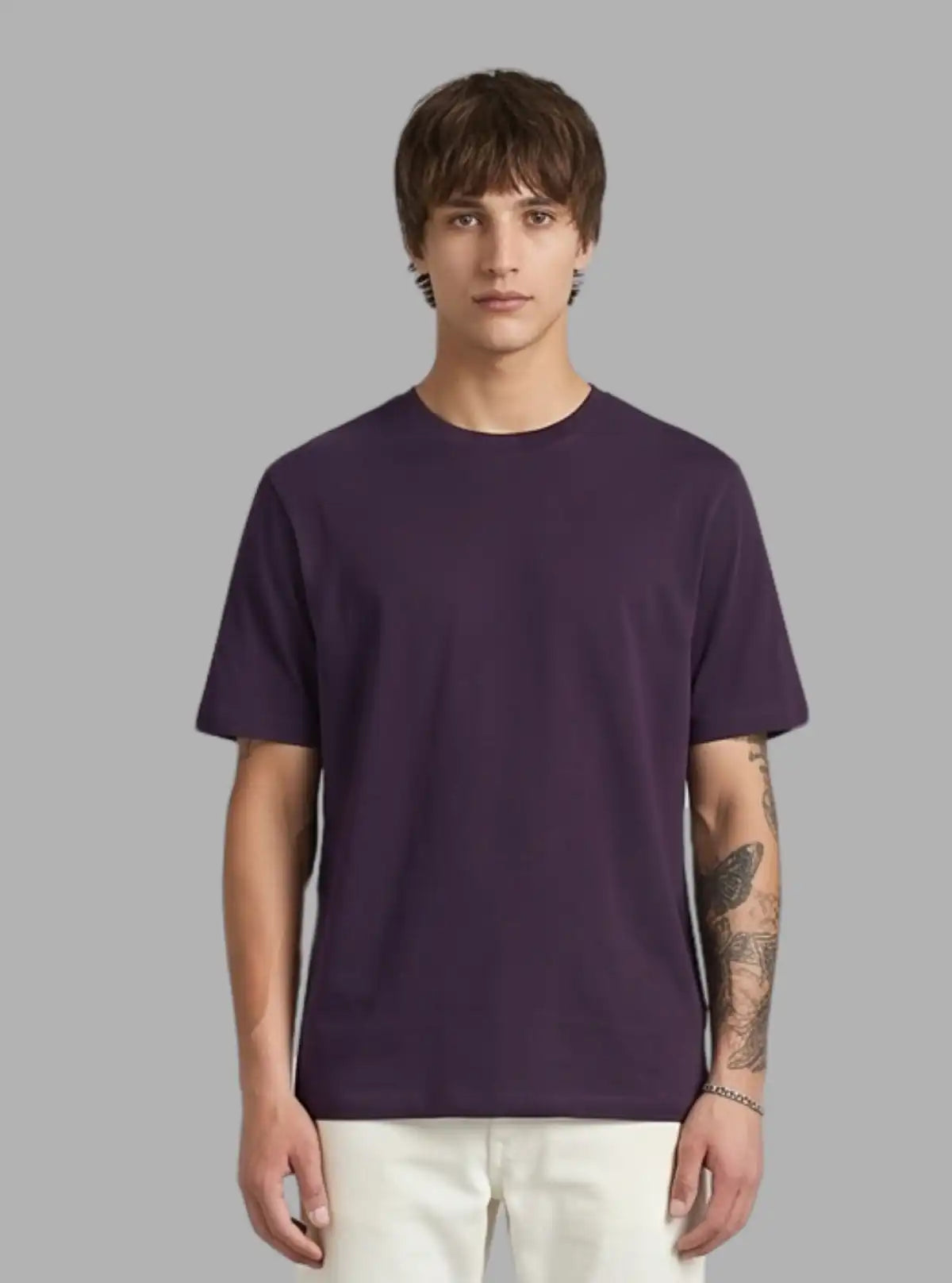 Boer & Fitch Men’s Purple Cotton Crew Neck T-Shirt