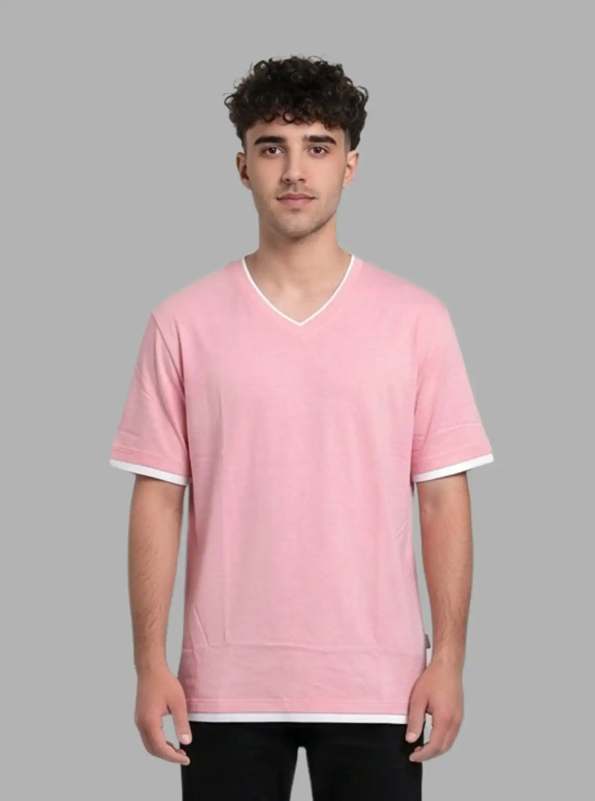 Pink V-Neck T-Shirt for Men – Stylish Casual Cotton Tee by Boer and Fitch