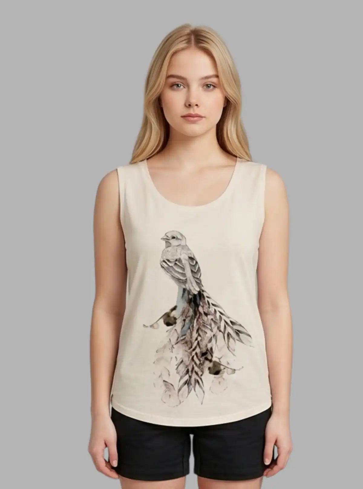 Women’s Abstract Bird Print Sleeveless Top – Trendy & Comfortable | Boer & Fitch
