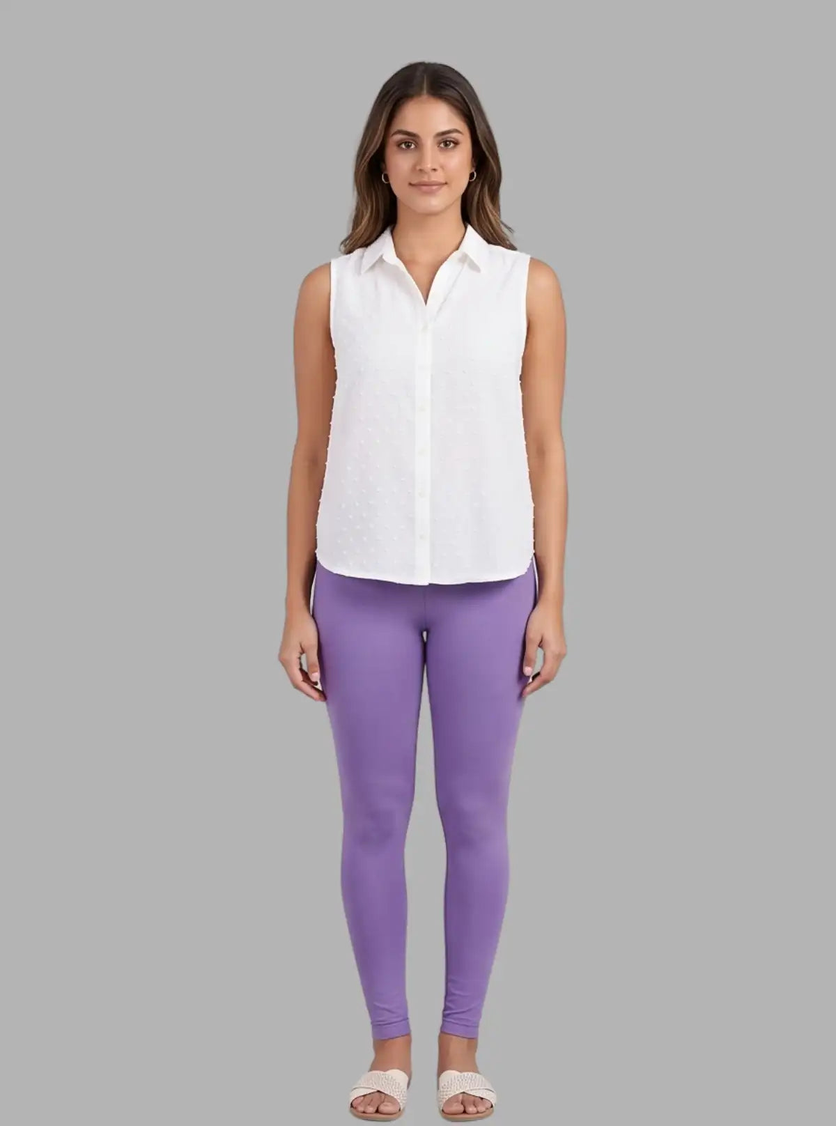 Women's Lilac Ankle Legging – Cotton Elastane Feather-Touch Jersey by Boer & Fitch