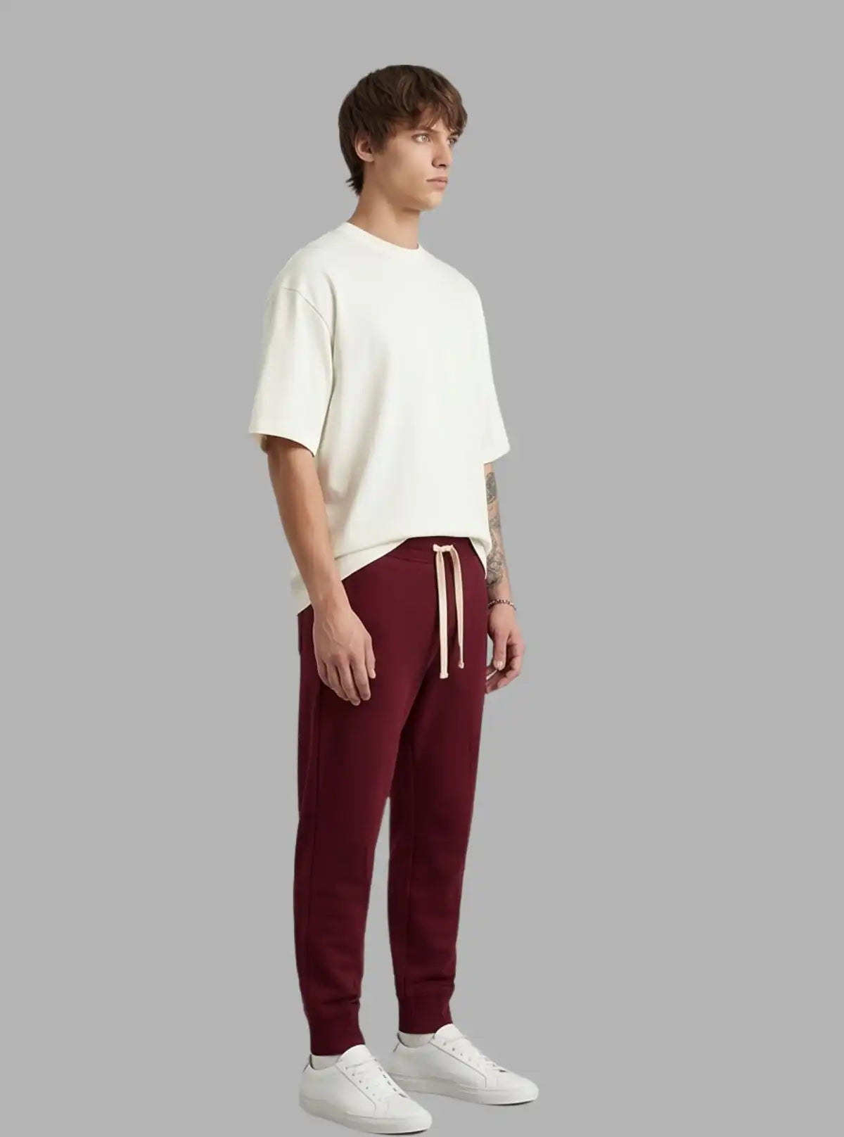 Men’s Burgundy Cuffed Joggers – Bold Style with Everyday Comfort