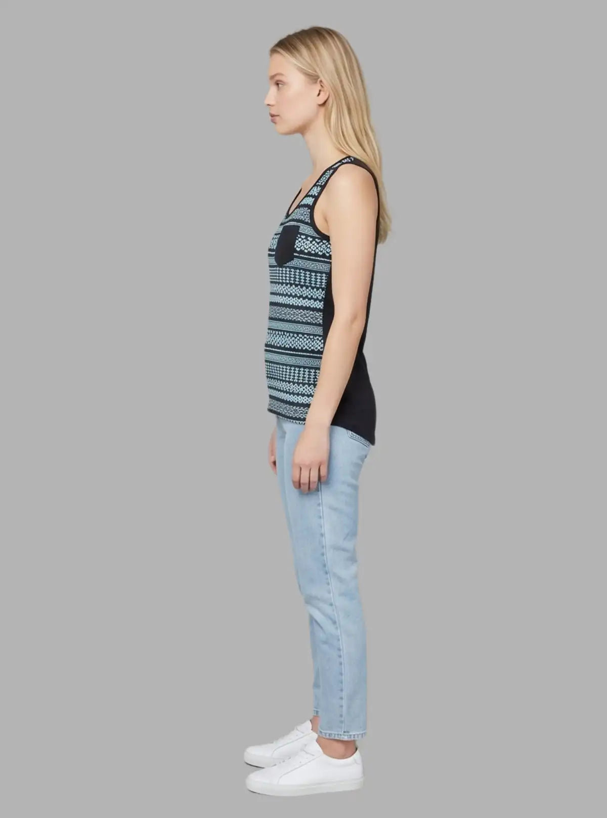 Boer and Fitch Black Geometrical Striped Sleeveless Top Women - Boer & Fitch