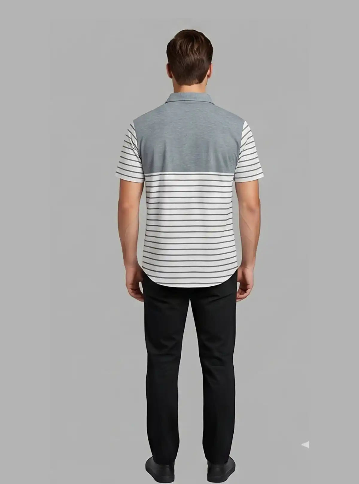 Dark Melange Striped Polo T-Shirt for Men – Casual Cotton Tee by Boer and Fitch