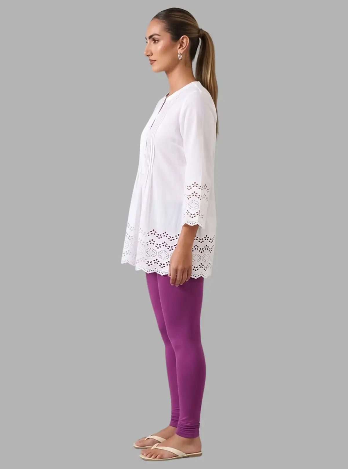 Women's Purple Ankle Legging – Cotton Elastane Feather-Touch Jersey by Boer & Fitch
