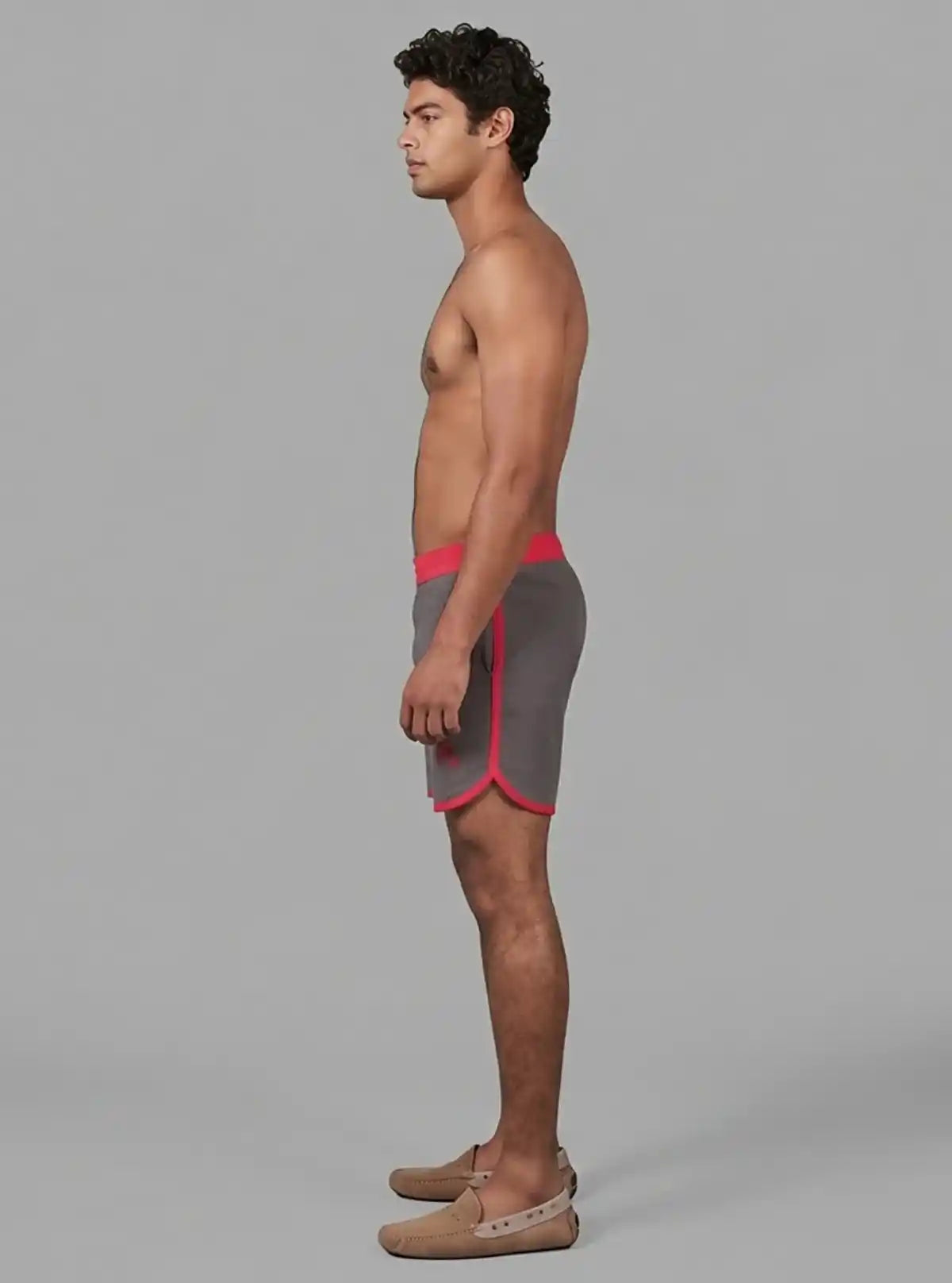 Men’s Red Contrast Fleece Shorts – Bold Comfort with Athletic Edge