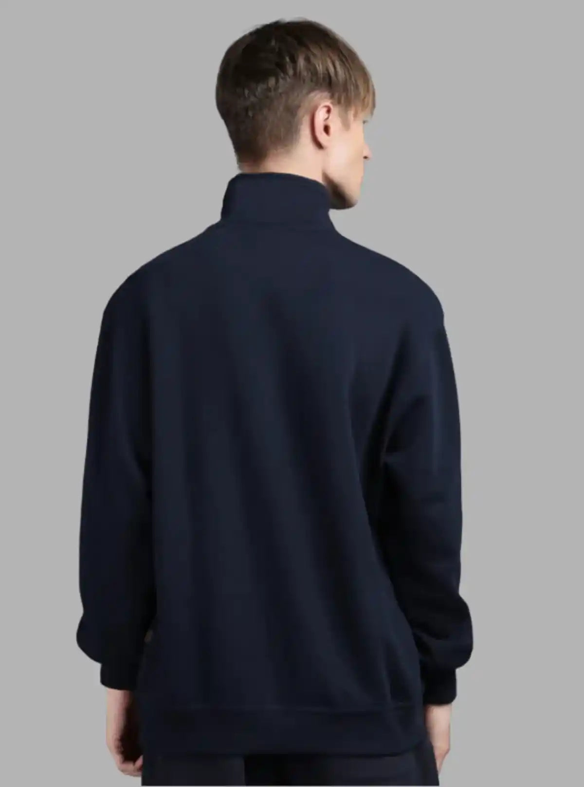 Men’s Navy Zipper Collar Cardigan – Classic Warmth with a Modern Edge